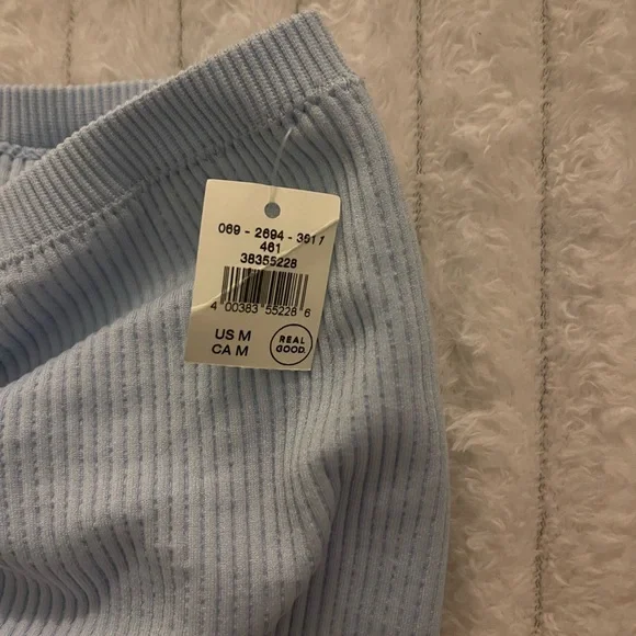 Light Blue Ribbed Women's Top - Picture 4 of 5